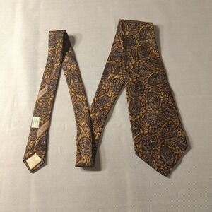 Vintage Joseph Abboud Men's Classic Tie Brown 100%‎ Silk Paisley Made In Italy
